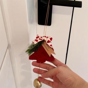 Festive Christmas Tree Plush Bell Ornament Butterfly Knot Door Handle Decorations Home Holiday Atmosphere Scene Decorations