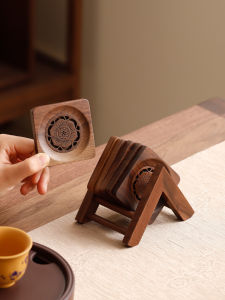CIYIYAO | Đế Đựng Cốc Gỗ Hạt Dẻ Đục Khắc Chống Nóng