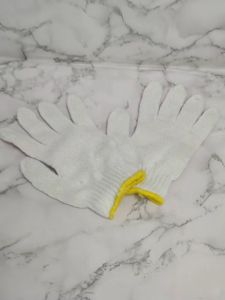 ถุงมือผ้าฝ้ายขอบสีเหลือง ถุงมืออย่างดี เกรดส่งออก สีขาว อย่างหนา จำนวน 1 คู่