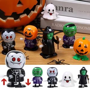 Funny Halloween Spoof Wind Up Toys Kids Prank Clockwork Walking Jumping Pumpkin Ghost Teeth Party Supplies Children Gifts