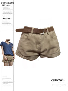 High Waist Straight Leg Khaki Shorts Womens Spicy Girl Jeans Short Pants Casual Comfortable Slimming Design Street Style