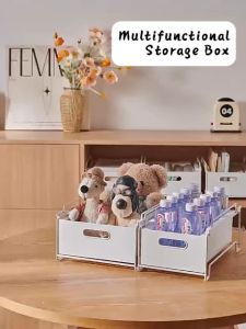 CozE Carbon Steel White Stackable Kitchen Cabinet Storage Box Punch Free Multipurpose Drawer Box