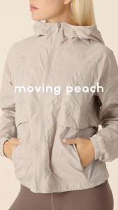 Moving Peach Women Sports Coat Lightweight Waterproof Jacket UPF50+ Outdoor Running Breathable Hoodie Full-Zip Windbreaker Jacket Gym Pilates Dance Daily wear BSP