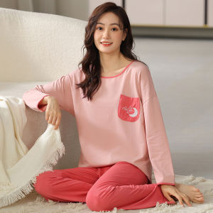 Womens Modal Sleepwear Long Sleeve Two-Piece Set Spring Autumn Casual Lightweight Comfortable Home Clothes plus Size