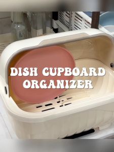 Large Capacity Dish Rack with Drainer Design and Dustproof Lid with Ventilated Hole Utensil Caddy Tableware Storage Box