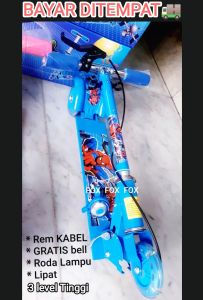 Fox-(COD) Mainan anak Skuter anak Otopet  B-117 REM Pijak/ Bonus BELL Tinggi stang 80cm (paling maximal) 3 RODA NYALA/ GRATIS BELL KRING KRING 3 Level Tinggi / Scooter OTOPED ANAK KARAKTER