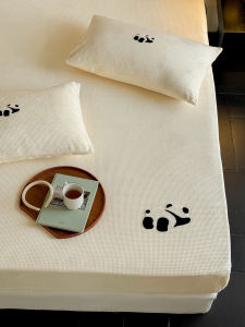 Autumn Winter Cute Cartoon Milk Velvet Bed Canopy Single Item Warm Towel Embroidery Mattress Protector Cover Universal Fit