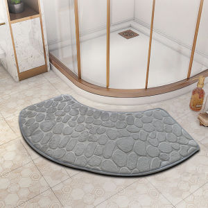 Bathroom Floor Mat Fan-shaped Anti Slip Foot Mat Absorbent and Dirt Resistant Floor Mat Simple Style