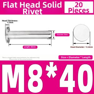 Yi Se Dian Zi | 304 Stainless Steel Flat Head Rivet GB109 Knocking Solid Flat M