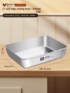 Snainy | Khay Inox Hình Chữ Nhật Cao Cấp Có Nắp Đậy