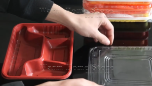 (50PCS) Red Bento Box With Thickened Lid 1/2/3/4/5 Compartments Layered Packaging Box For wholesale takeout brand new upgrade