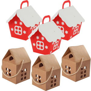 5/10/20pcs House Shape Christmas Candy Boxes Baking Cookies Gift Packaging Paper Box Xmas Decoration For Home New Year 2025 Noel