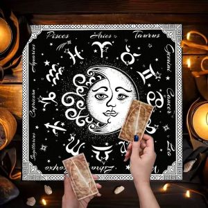 Triple Moon Moth Neon Constellation Plate Face Moon Phase Astrology Altar Cloth Tarot Card Tablecloth Wicka Divination Decor