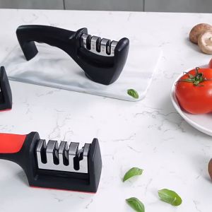 Asahan pisau 3 step pengasah pisau 3 mata asah antislip asahan pisau stainless penajam gunting pisau