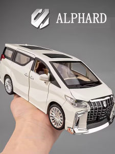 1:24 Alphard Coaster Model Cars Alloy Toy Doors Opened MPV Models with Light Music Vehicle for Kids Birthday Gift Decoration Toy