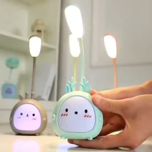 Lampu Meja Double LED Karakter Lucu Lampu Baca Belajar Reading USB Desk Lamp Fleksibel Cute Cartoon