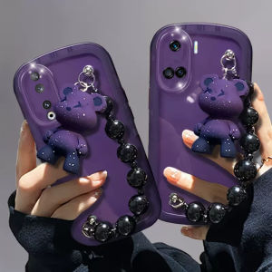 Casing Honor 90 Lite Honor90 Lite X9 X9a 70 50 5G 4G Phone Case Hot Deals New Design Purple Black Bulldog Bear Bracelet Pendant Silicon Transparent Soft Cover 2023