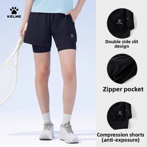 Kelme | Anti-see-through Two-in-One Style Womens Woven Shorts Elastic and Breathable Sportswear