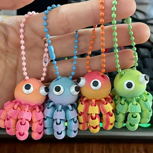 พิมพ์ลาย3D จี้ปลาหมึกน่ารักเล็กๆห้อยพวงกุญแจรถยนต์กระเป๋านักเรียนแบบหลายข้อต่อเคลื่อนย้ายได้