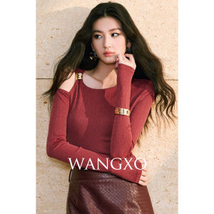 WANGXO | Áo Len Đan Trang Trí Kim Loại