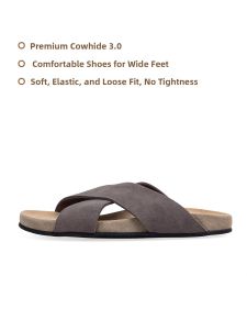 THEMULE | Cross Strap Leather Wide Feet Arch Support Sandals