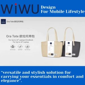 WiWU Ora Tote Laptop Bag for Women & Men – 450D Polyester Lightweight Multi-Pocket Travel Work Handbag with Hidden Magnetic Storage