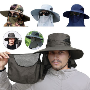 Men Summer Sun Hat Big Brim Foldable Waterproof Cap Outdoor UV Protection Breathable Face Neck Cover Visor