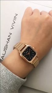 Jam Tangan Wanita Analog Fashion Korea Square Belt & Rantai Perempuan Naidu