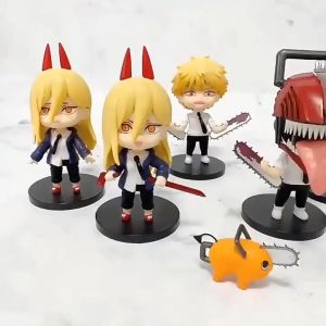 11Cm Anime Chainsaw Man Figure Pochita Power Electric Times Q Version Toys Car Decoration Pvc
