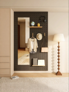 BEIQIVI | Custom Real Wood Hole Board Wall-Mounted Dressing Mirror and Shelf