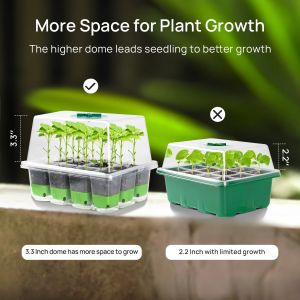 New Silicone12-cell Seedling Starter Tray Indoor Garden Greenhouse Growth Potting with Cover Adjustable Humidity Germination Box