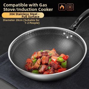 WEIZHIXIANG | 316 Stainless Steel Non-stick Frying Pan with Honeycomb Structure Household Cookware for Induction & Gas Stove