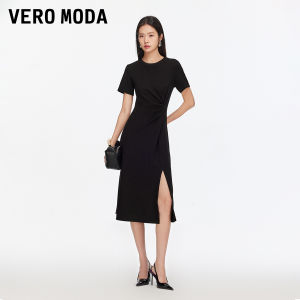 Vero Moda | Lyocell Side Slit Short Sleeve Little Black Dress