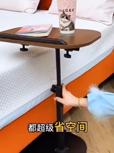 Rotatable Laptop Desk Sofa Side Table Adjustable Height Portable Wooden Desktop Steel Frame Household Folding Table