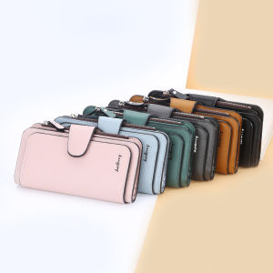 Womens Long Wallet Korean Style Zipper Buckle Multi Card Holder Three Fold Change Ladies Purse Large capacity Handheld Bag