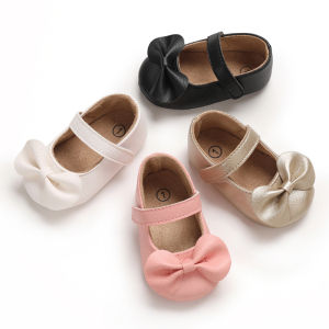 New Baby Fashion Bow Princess Shoes Mary Jane Shoes Female Infant Anti slip Rubber Sole Walking Shoes
