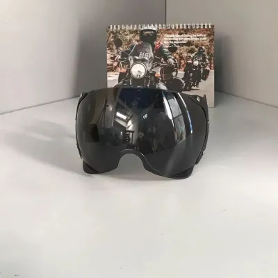 KACA HELM PILOT CAKIL RETRO KLASIK FULL FACE HITAM BENING PELANGI