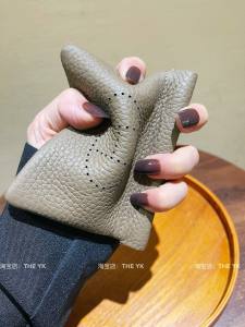 Genuine Leather Coin Purse Hollow out Design Super Thin Makeup Bag Multi-Color Miniature Litchi Pattern ID Card Holder for Men And Women