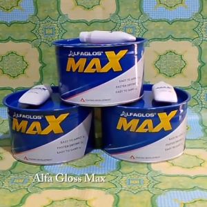 Alfa Gloss Max Dempul Putty 1Kg 1Kilo Plus Alfa Gloss Max Pengeras Hardener 18Gr 18Gram