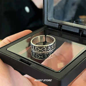 แหวนทรงฮิปฮอปแบบย้อนยุคสำหรับผู้ชาย H1007 แหวนนิ้วชี้เดี่ยวแบบเรียบง่ายสำหรับคู่รัก แหวนนิ้วชี้สุดเท่สำหรับผู้ชาย