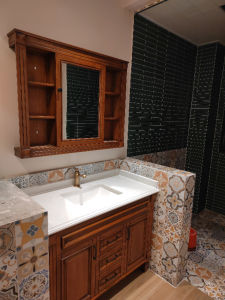 American Oak Bathroom Cabinet Combination Ceramic Integrated Bathroom Table Wash Basin Noodle Pool Washbasin Bathroom Cabinet
