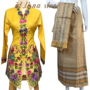 Setelan Kebaya Encim Rok Songket Free Selendang
