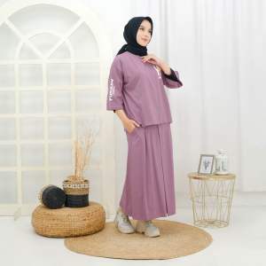 Mokuma-Setelan Rok Wanita Oversize Terbaru 2024 Pinixxo Warna Dusty Violet