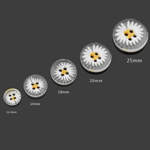 11.5mm/15mm/18mm/20mm/25mm 10PCS Resin Daisy Buttons Four Eye Spot Coat Windbreaker Shirt Decoration Transparent White Button