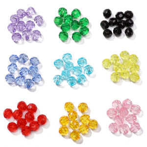 300pcs 6mm Acrylic Facted Beads Loose Spacer Beads For Handmade Bracelet Necklace Earring Keychain DIY Craft Jewelry Making Accessories