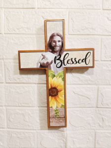 Salib kayu Blessed gantugan salib hiasan dinding salib dekorasi salib