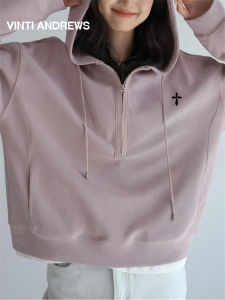 American Style Half-Zip Hooded Sweatshirt