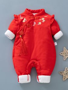 Autumn Winter Thin Cotton Baby Romper Windproof Clothes for 6 Months Old Girl Baby Full Moon Hundred Days Crawling Suit