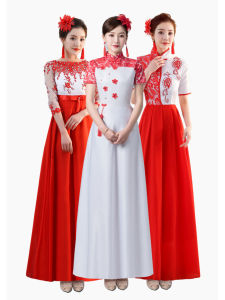 Chinese Style Chorus Costume Female Dress Student CPC Founding Day Red Song Competition Choir Dress Poetry Recitation