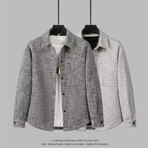 Fall New Mens Fragrance Style Loose Long Sleeve Collar Shirt American High Street Trend Casual Versatile Male Outerwear